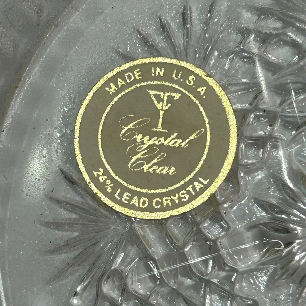 Crystal Clear Industries 24% Lead Crystal Coasters Set of 4 Starburst USA Made